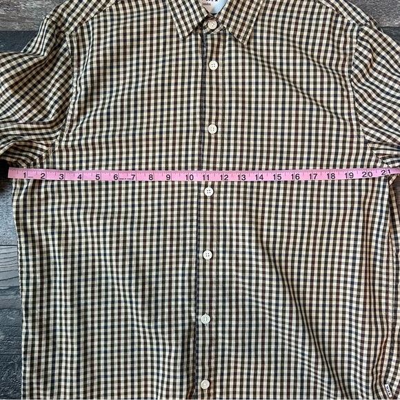 Wax London Tan Plaid Casual Button Down Shirt Long Sleeve Men’s Small - Picture 7 of 8